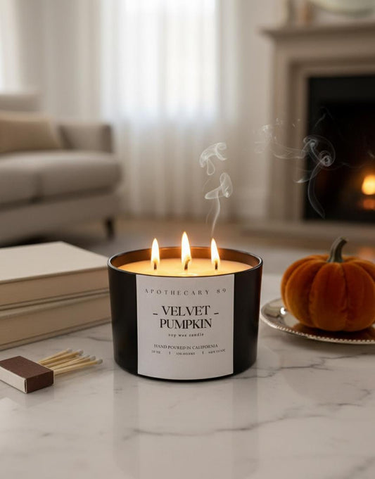 Velvet Pumpkin Candle: 20oz Luxury Soy, pumpkin,Vanilla, Marshmallow, Fall Decor