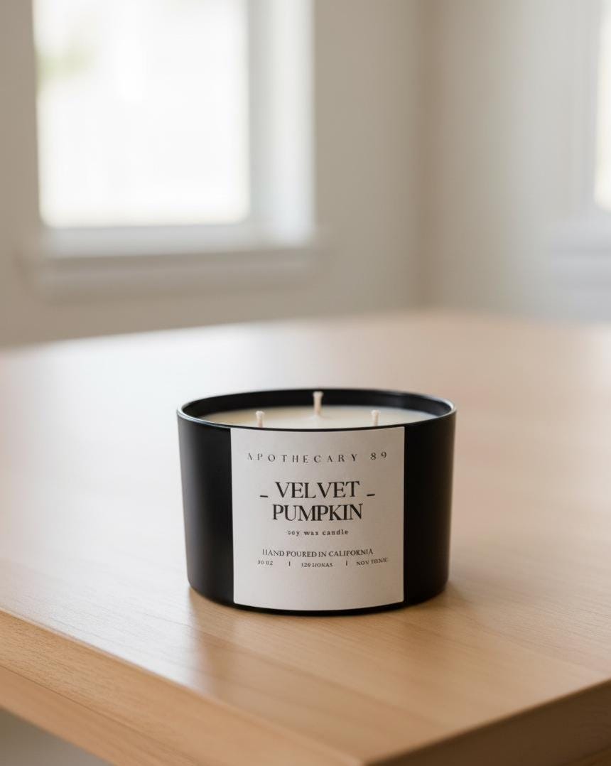 Velvet Pumpkin Candle: 20oz Luxury Soy, pumpkin,Vanilla, Marshmallow, Fall Decor